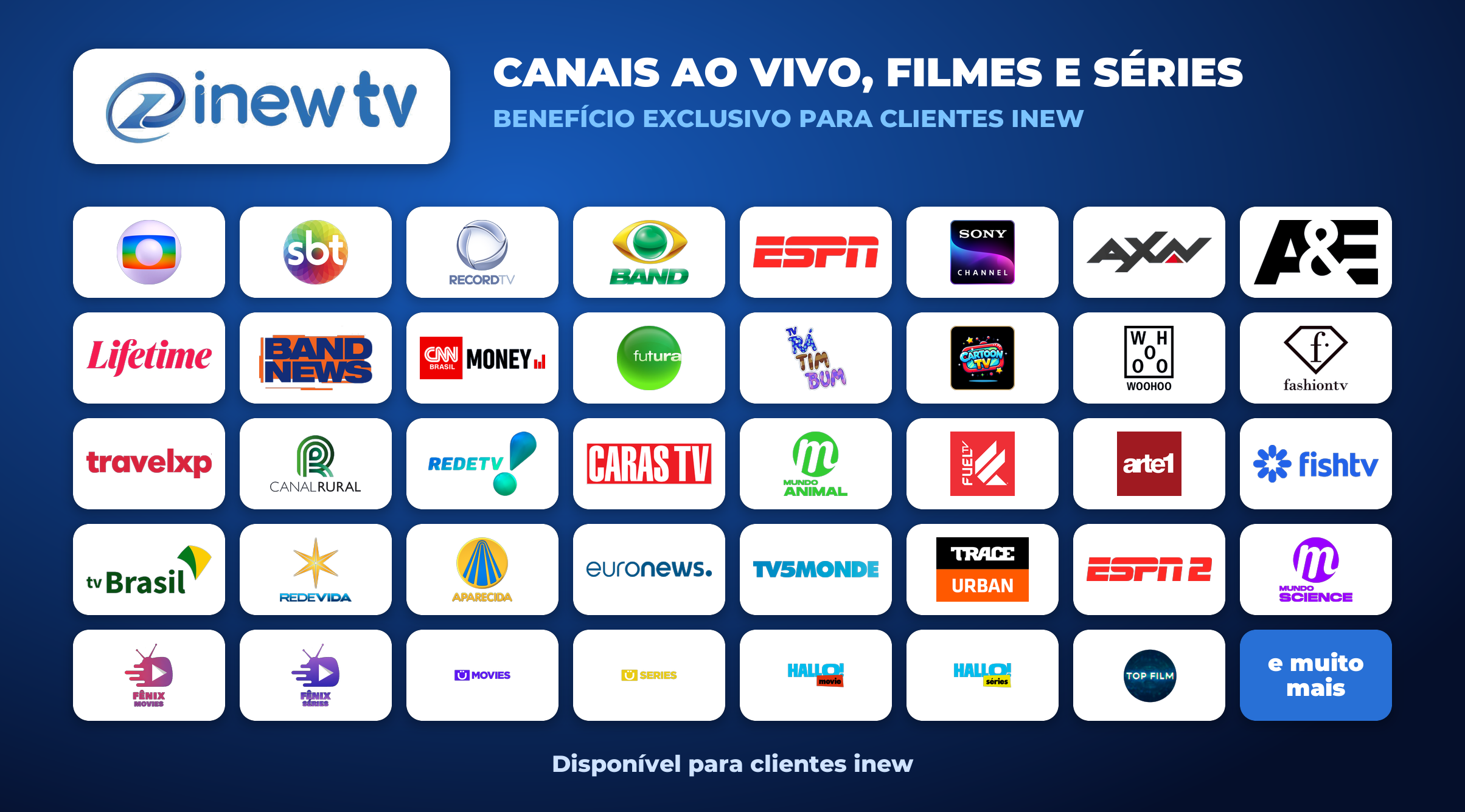 inew TV: canais ao vivo, filmes e séries, benefício exclusivo para clientes inew